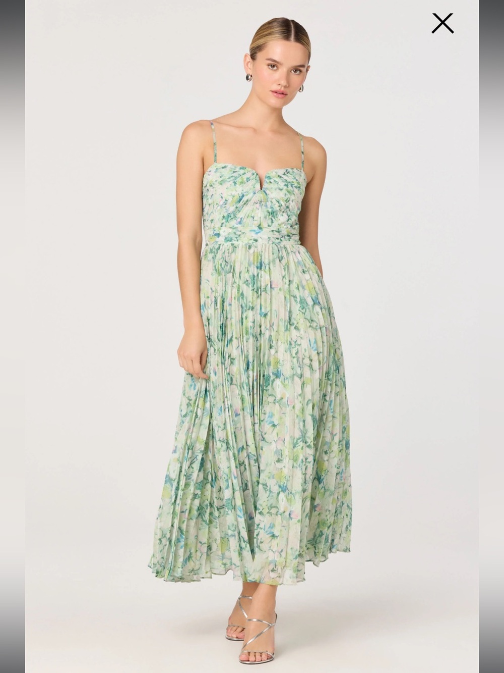 astra the lable bayley green floral pleated maxi summer sun dress size small NEW - Picture 3 of 11